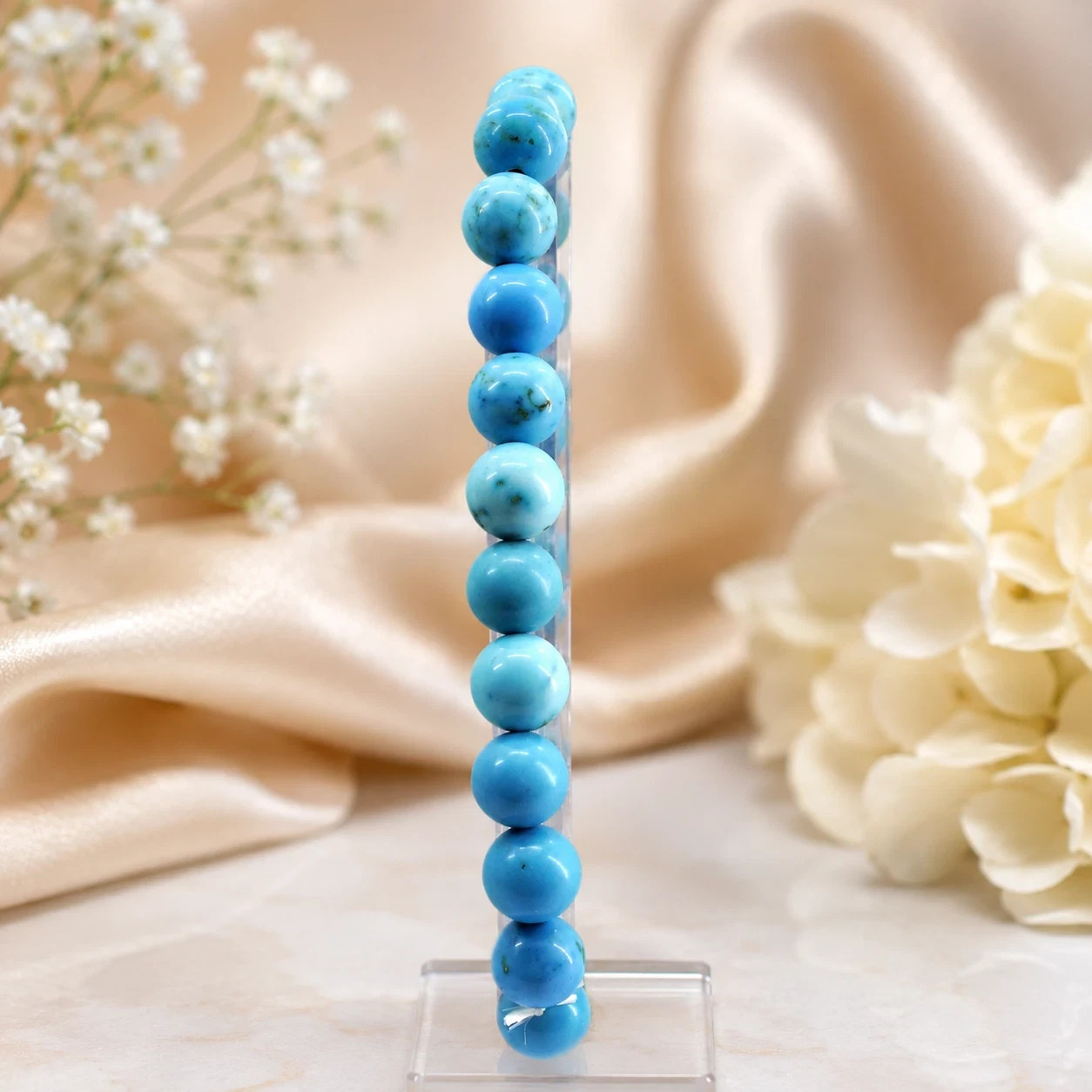 Genuine Turquoise Crystal Bracelet 17g Blue Stone Jewelry December Birthstone