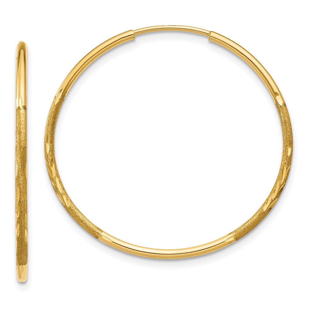 14k Yellow Gold 1.25mm Endless Hoop Earrings for Women 0.65g L-26mm, W-26mm