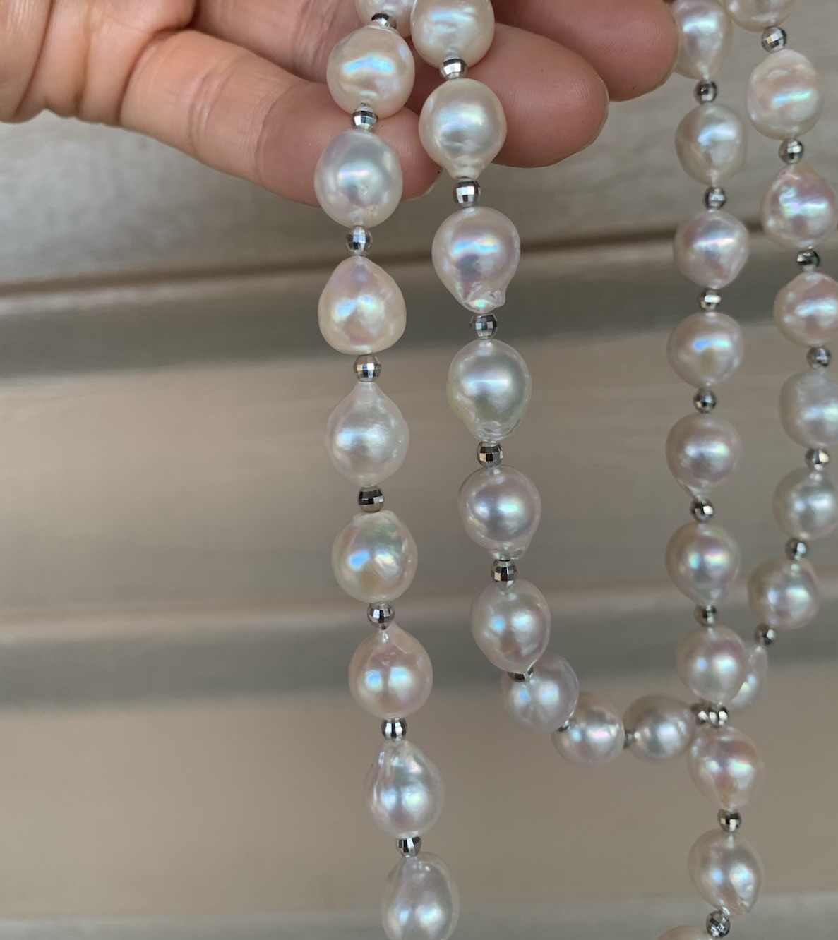 NEW 24” south sea saltwater Pearl beaded necklace 9mm baroque