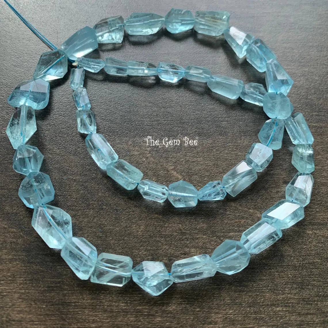 Sky Blue Aquamarine Faceted Freeform Nugget Bead 16 inch strand