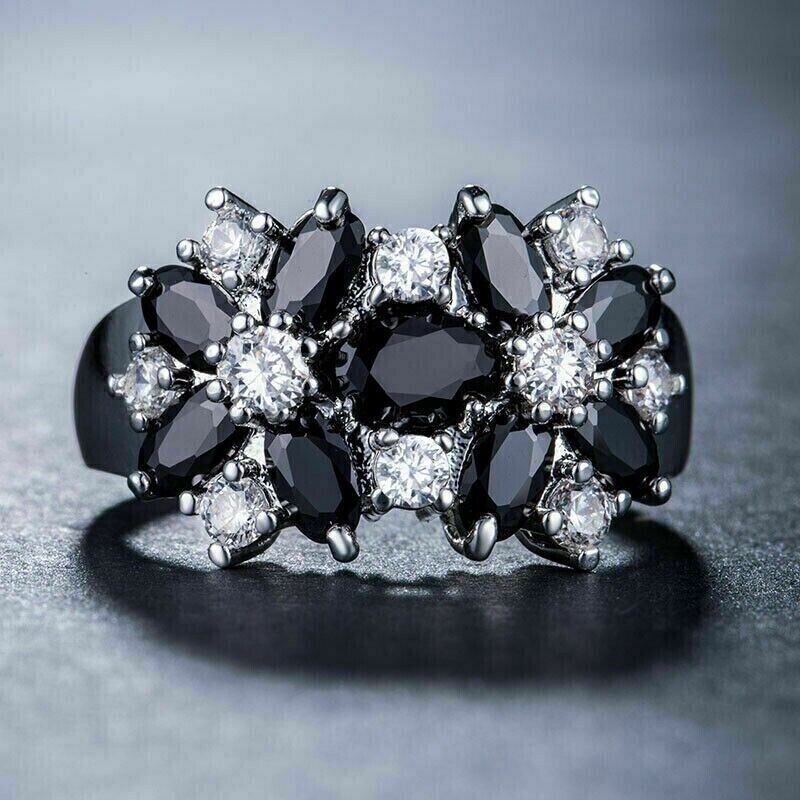 3Ct Oval Cut Lab Created Black Diamond Women’s Ring 14k White Gold Plated Silver