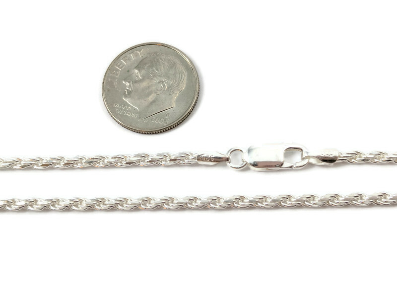 Sterling Silver Rope Chain Mens Boys Womens Bracelet or Necklace 925 .925