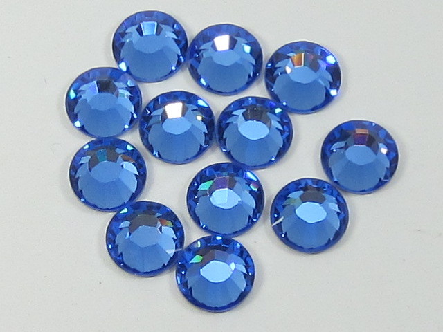 12ss SAPPHIRE FLATBACK STAR BRIGHT Rhinestones 1gr.