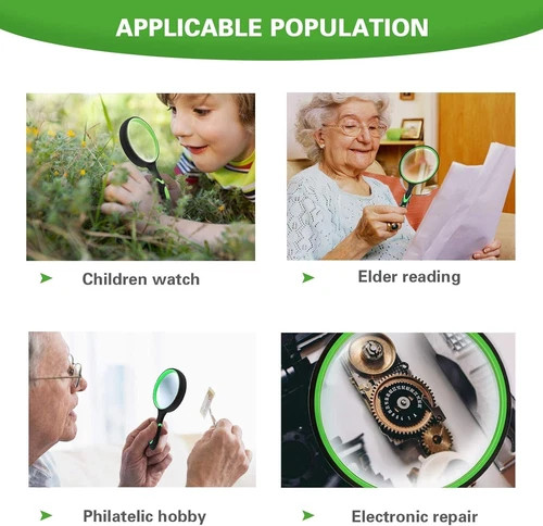 10X Shatterproof Magnifying Glass 10X Large Handheld Magnifying Glass for Senior