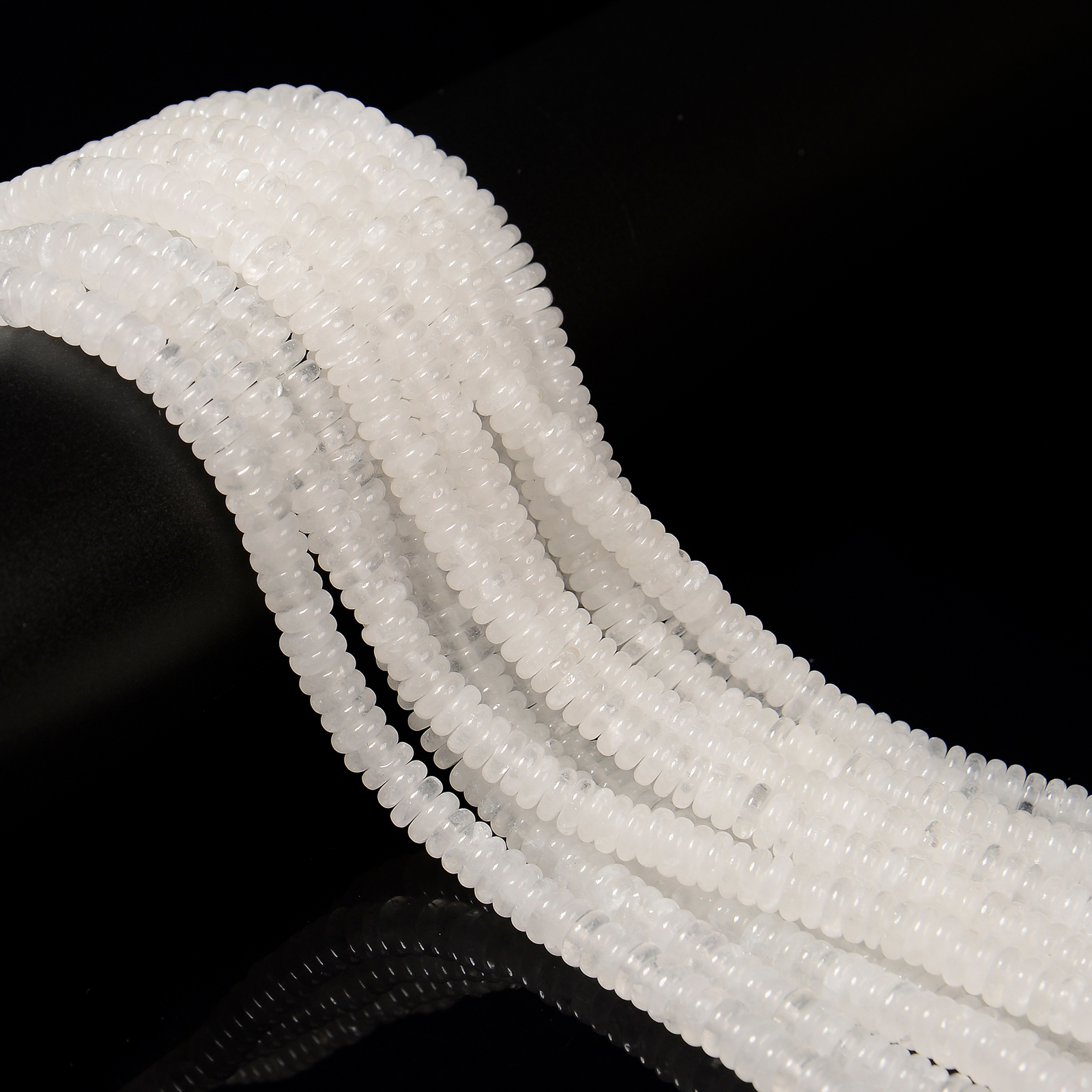 Natural Milky Quartz Smooth Rondelle Beads Size 2x6mm 15.5” Strand