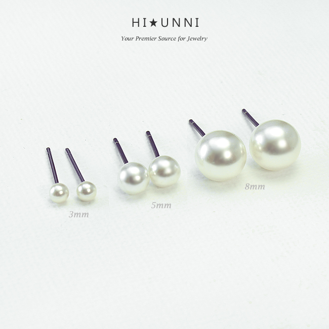 20g Titanium Pearl Earrings / wedding earrings / pearl ear studs /Sold as a pair