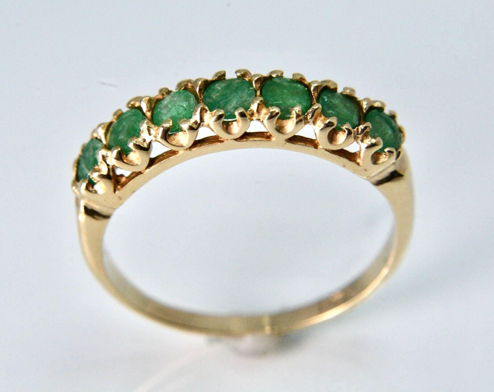 .50ctw Round Cut Emeralds Prong Set Wedding Ring 14k Yellow Gold Size 7.25