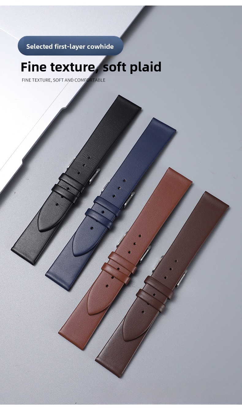 Quality Thin Soft Genuine Leather Watch Band Strap multicolour 12-24mm Universal