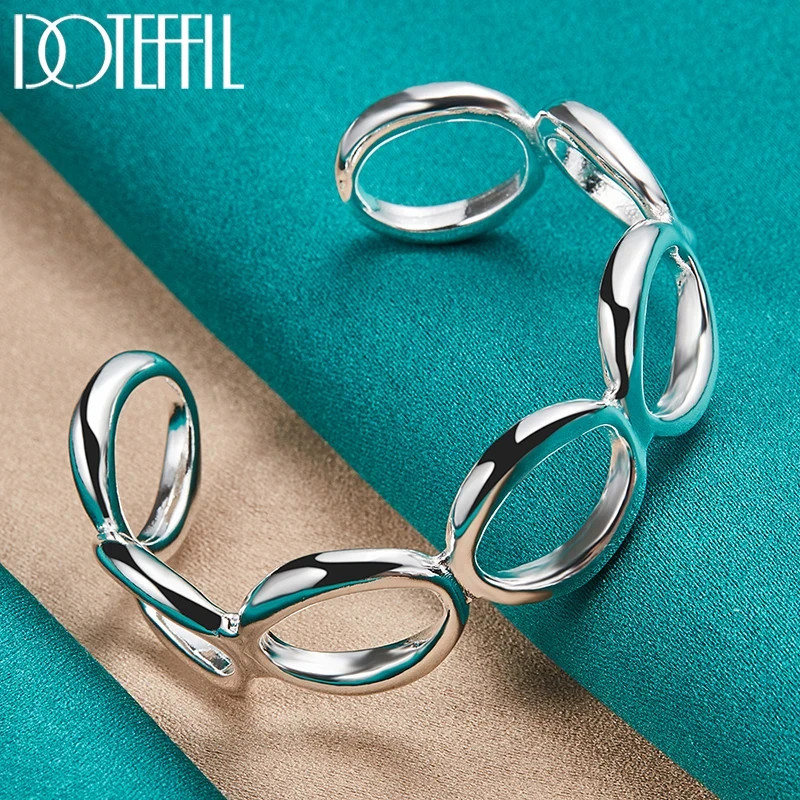 925 Sterling Silver Round Jewelry Set Necklace Bracelet Ring Earrings Gift