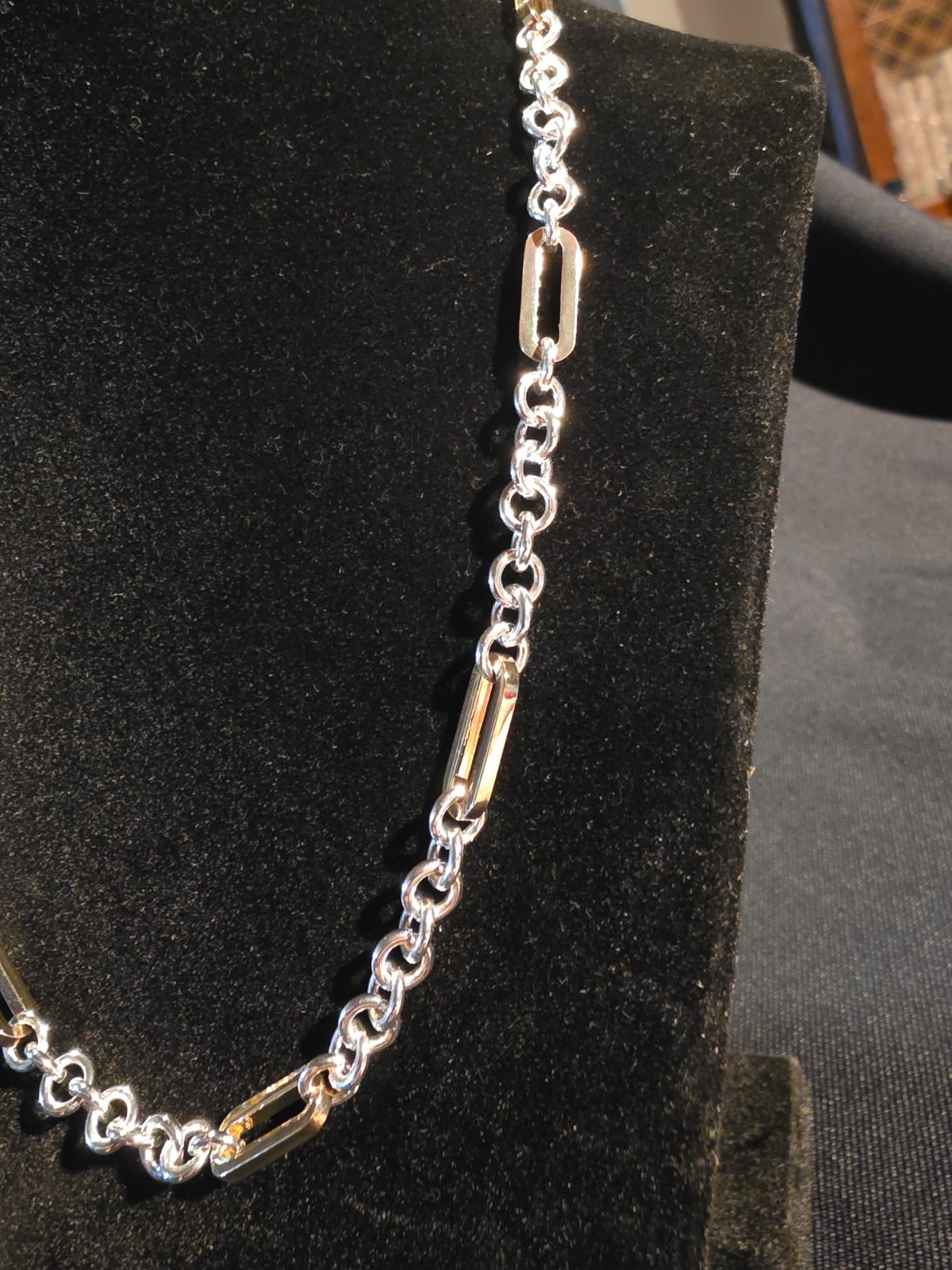 Lauren Ralph Lauren LRL Two Tone Paperclip Link Chain Necklace Silver Gold 17″