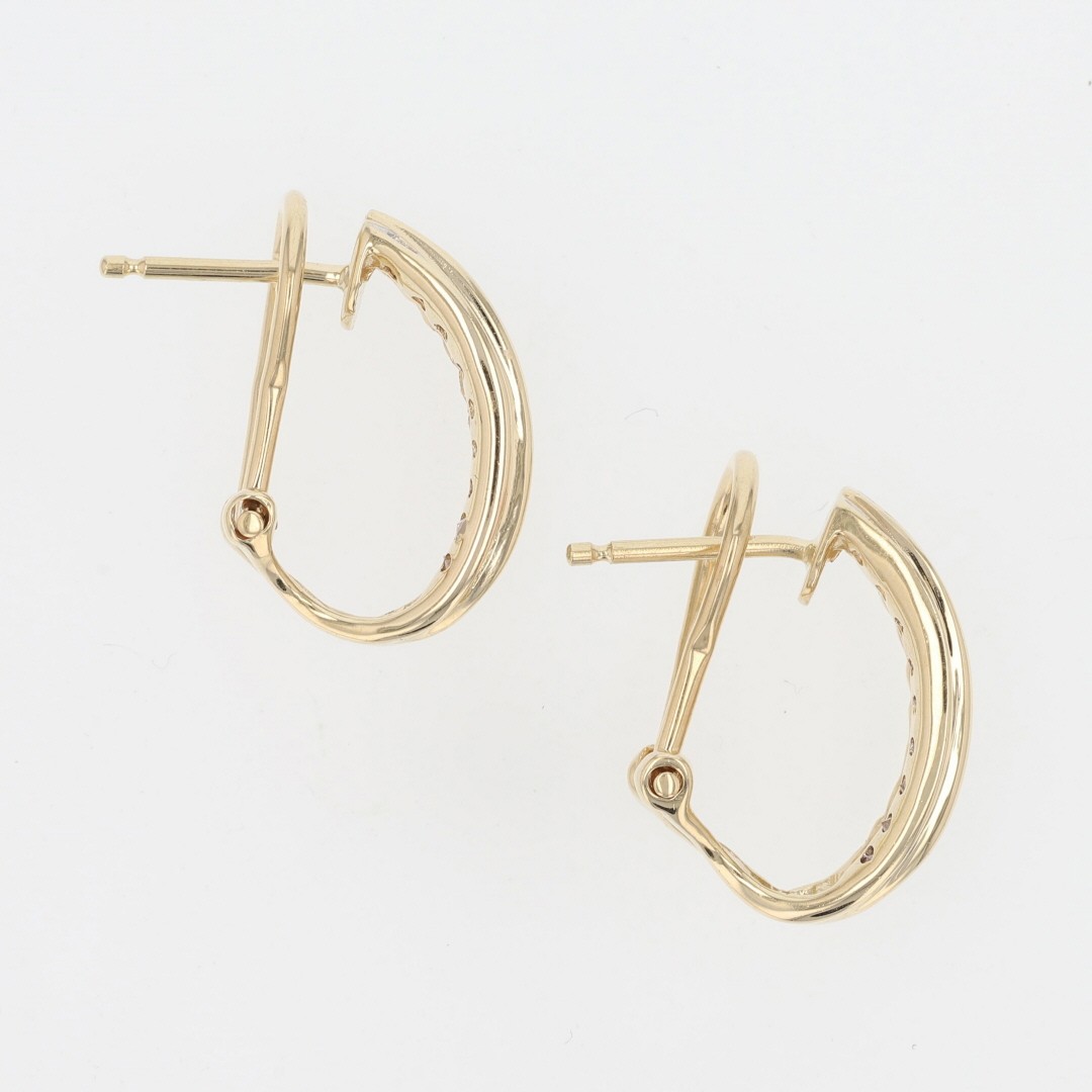 .50ctw Round Diamond Channel-Set Omega Back Hoop Pair Earrings 10k Yellow Gold