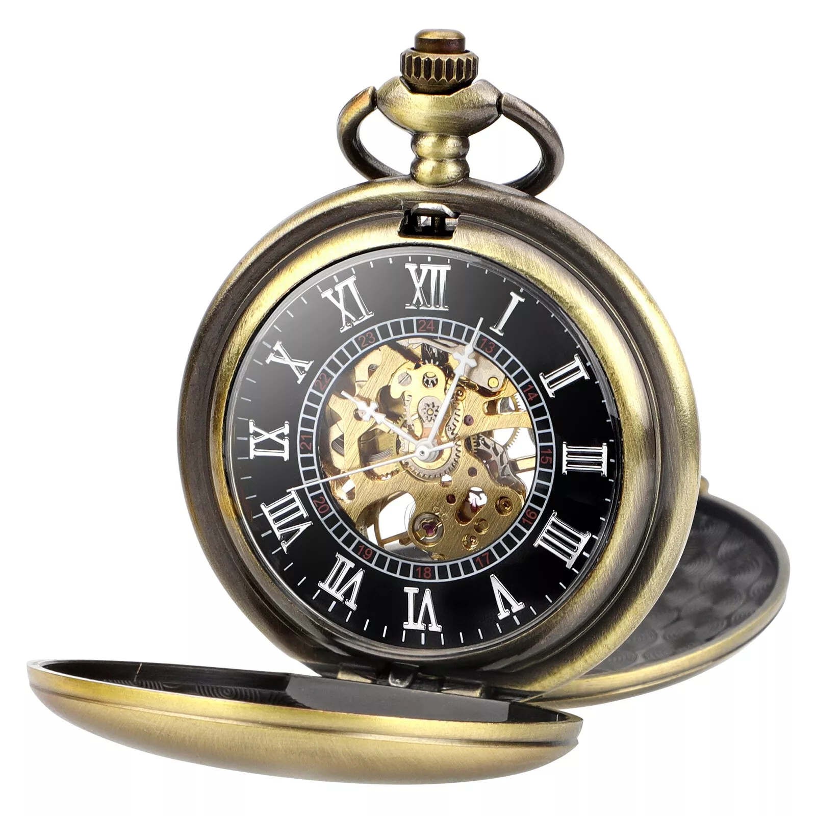 0.7in Dial Thickness Men’s Mechanical Vintage Pocket Watch Ideal Gift Kit
