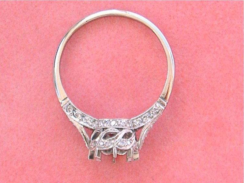 ANTIQUE STYLE 1 ct (6.5mm) SOLITAIRE DIAMOND PLATINUM ENGAGEMENT RING MOUNTING