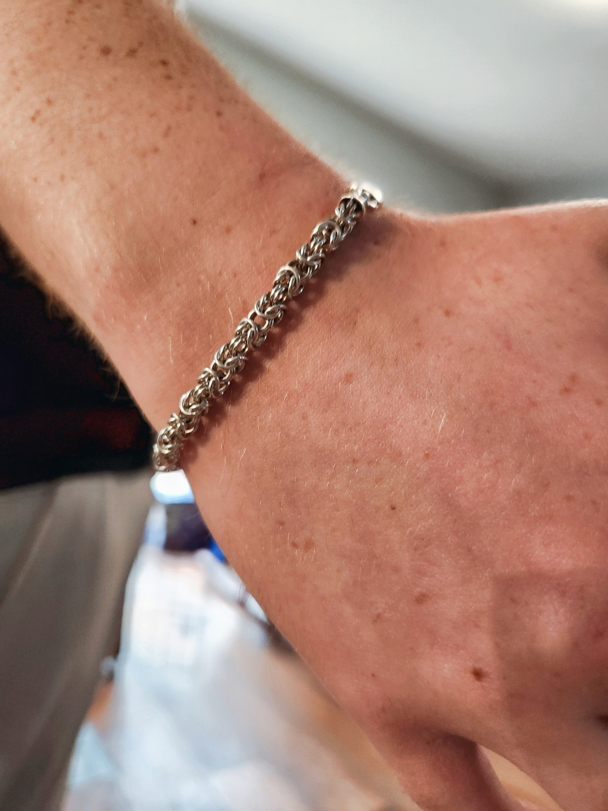 Gorgeous 925 Sterling Silver Byzantine Chain Bracelet 7.5 Inches 13.1g Unisex
