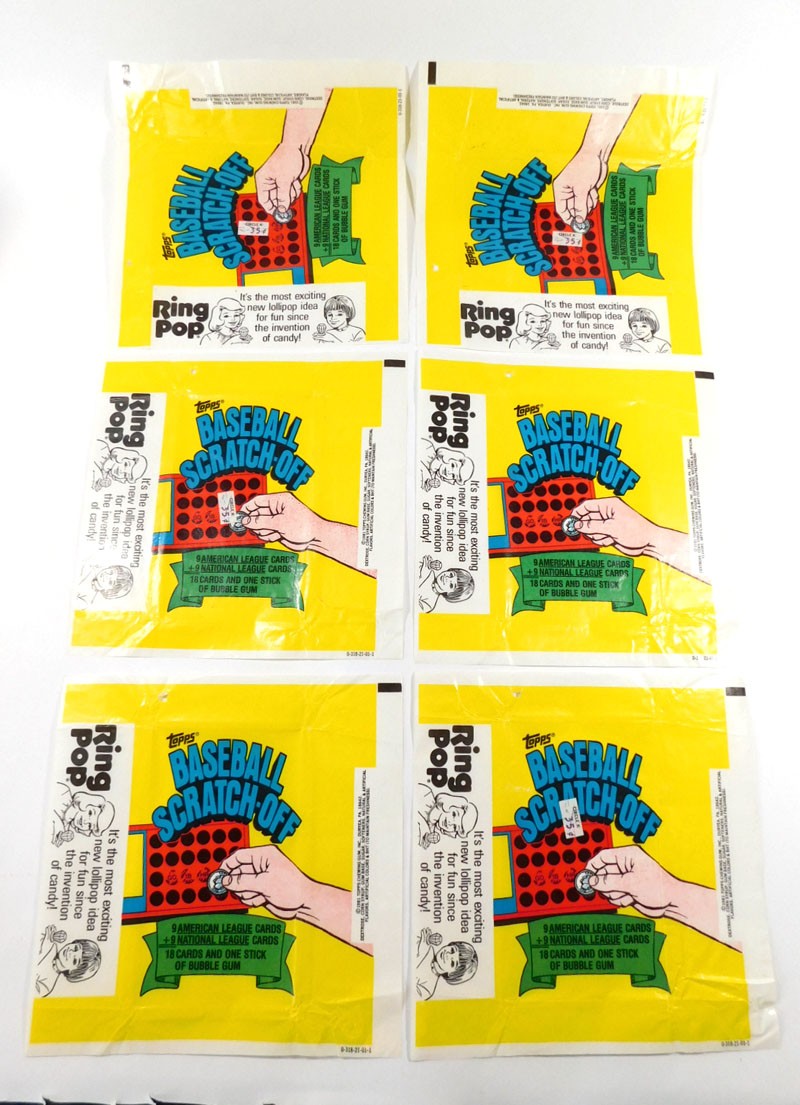 (6) 1981 Topps Baseball Scratch-Off Wax Wrappers ~ Ring Pop Variation