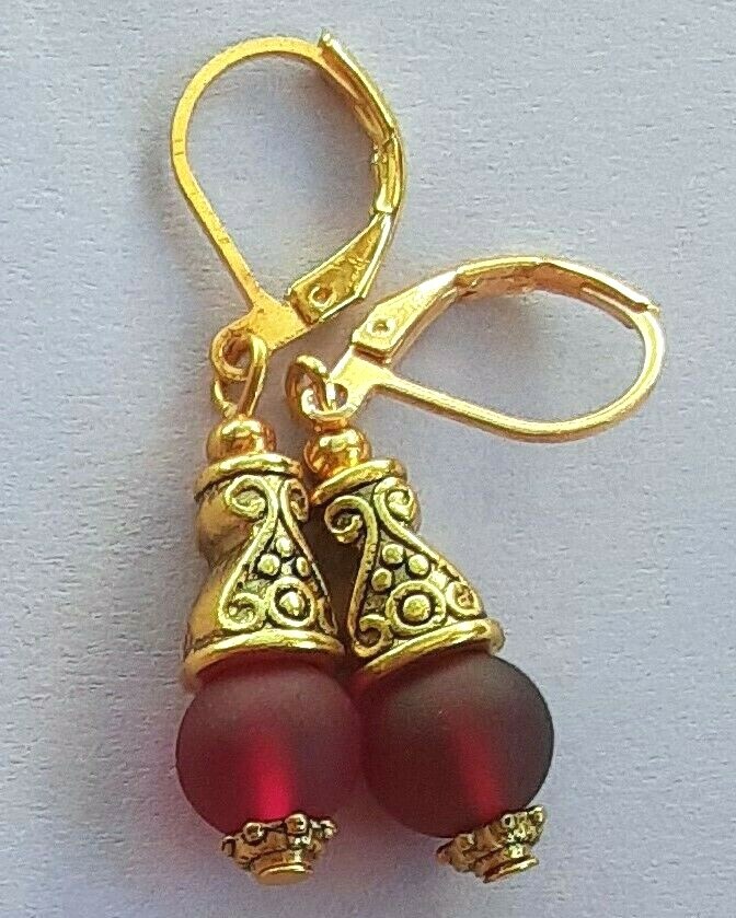 FROSTED GLASS Bali style DROPS Lever back handcrafted GP YOU CHOOSE 910