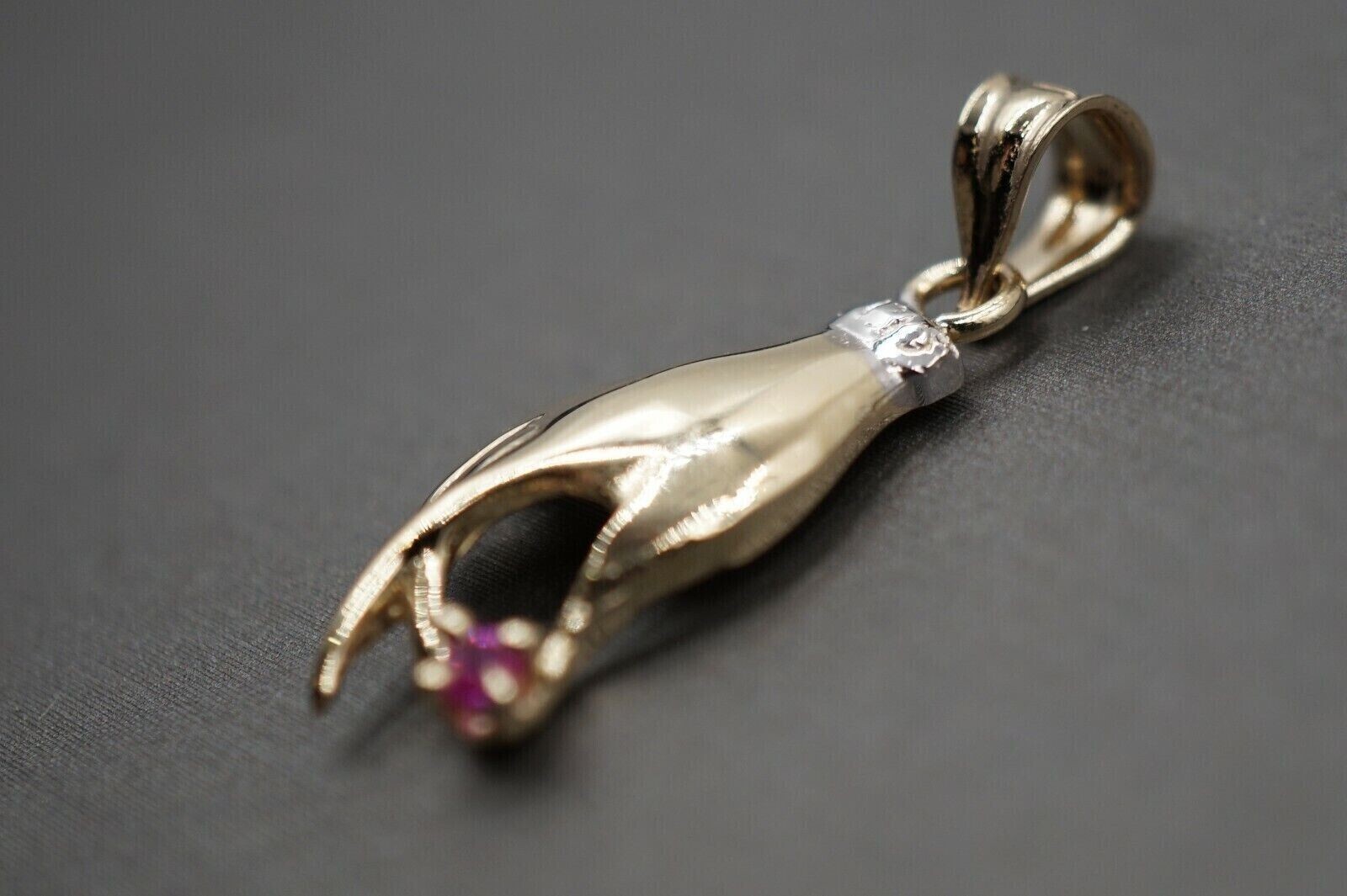 1Ct Round Cut Lab Created Pink Ruby Womens Pendant 14k Yellow Gold Plated Silver