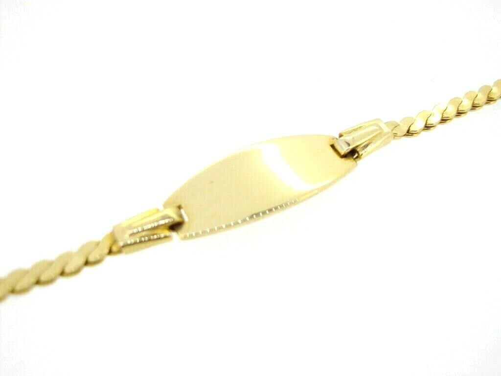 Bracelet ID identification oval plaque with Serpentine chain 6 3/4 inches