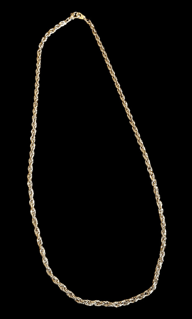 Vintage 14k GP Necklace White Stamped Rope Chain 22″