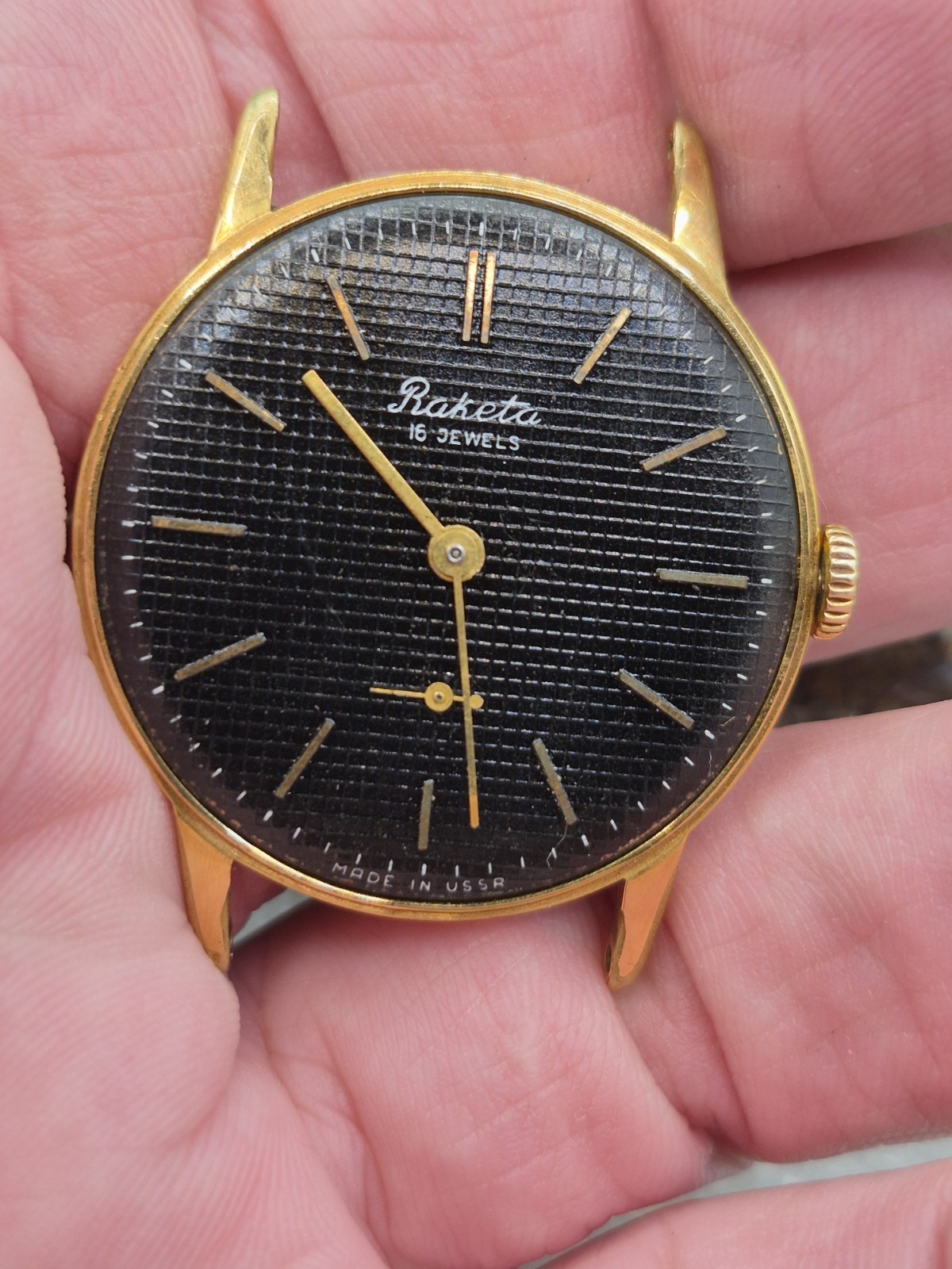 Soviet Raketa wristwatch with a gold-plated case