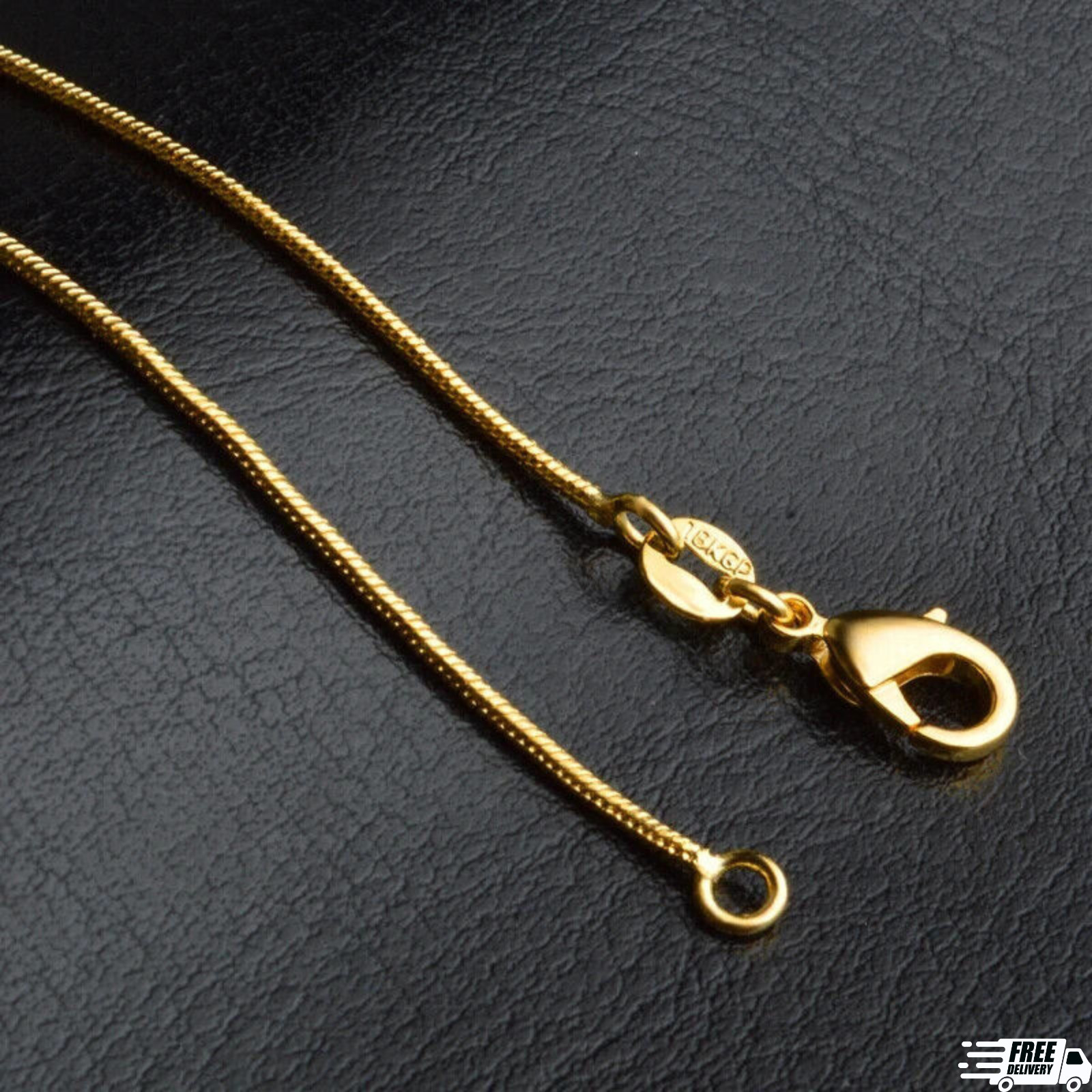 18K Yellow Gold Filled Classic Snake Chain Necklace 16/18/20/22/24/26/28-38 inch