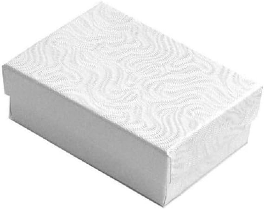 Jewelry Gift Boxes White Paper Swirl Cardboard 25 Pk Cotton Filled 3X2X1 Inch