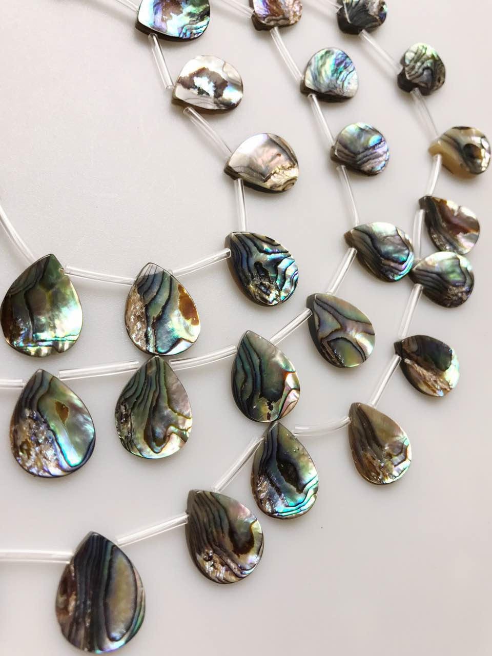 Natural Abalone Teardrop Shape Beads 15x20mm 15.5″ Strand