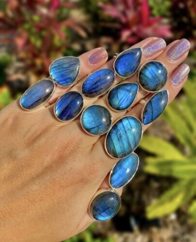 Gift Multi Labradorite Gemstone 925 Sterling Silver Plated Wholesale Lot Rings