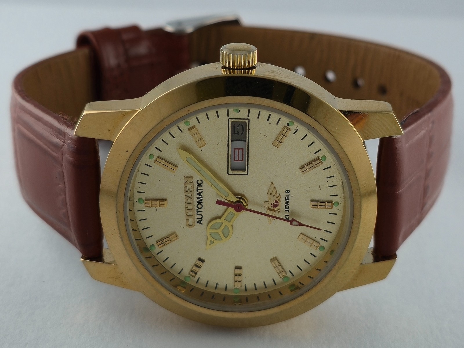 Refurbished Citizen Automatic Gold Dial with Day/Date Men’s Watch | 21 Jewels
