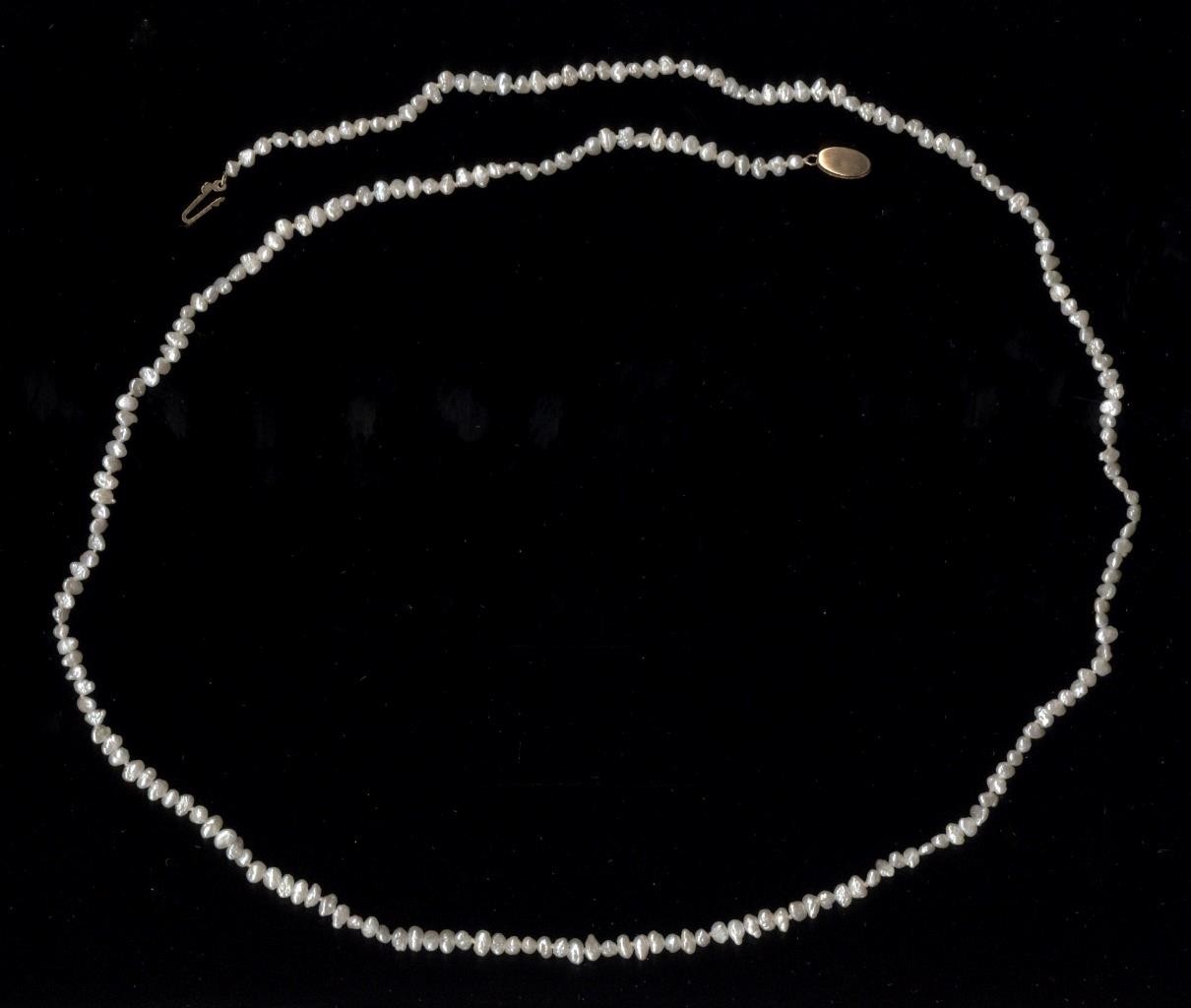 14K 10.97 Gram 28.5″ Solid Yellow Gold 4mm White Rice Pearl Strand Necklace ~IW
