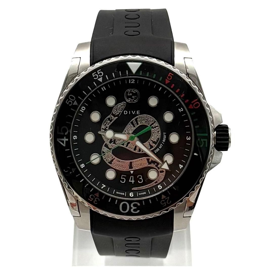 [B1P] GUCCI Dive Quartz Watch Black Dial Stainless Steel [z5m]