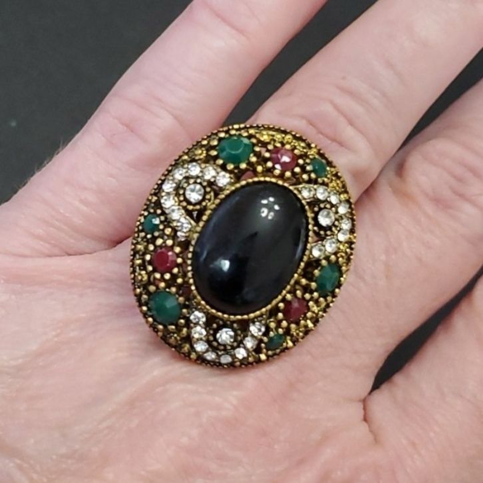 Gold tone and silver tone bling ring 6.25