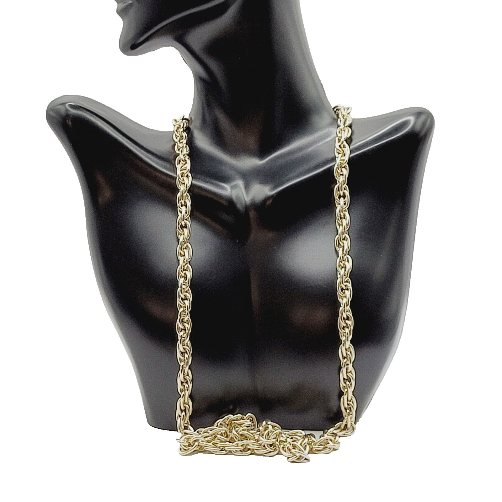 Multi Link Twist Rope Style Chain Very Light Gold Tone Vintage Necklace 30 Inch