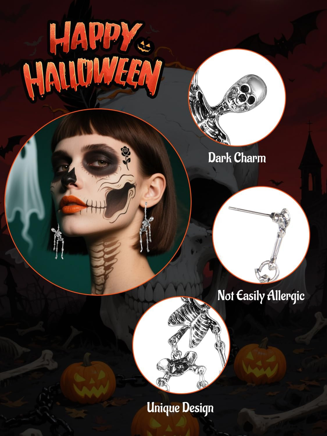 Halloween Earrings, Drop Dangle Earrings for Women Fun Halloween Holiday Costume