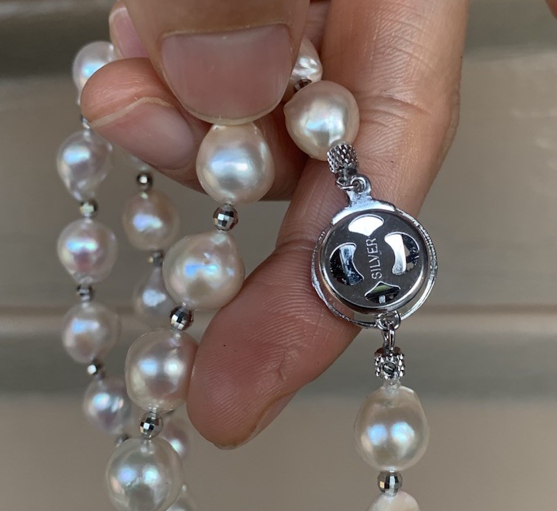 NEW 24” south sea saltwater Pearl beaded necklace 9mm baroque