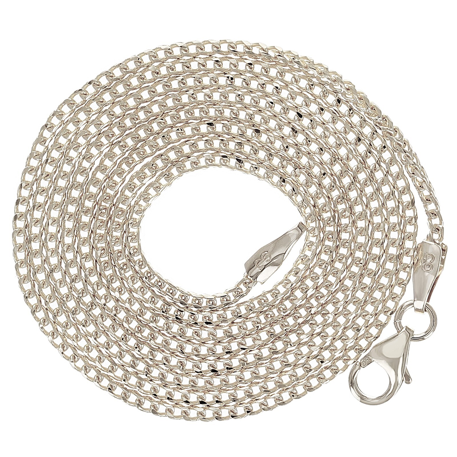 Italian 14k White Gold Solid Diamond Cut Franco Chain Necklace 24″ 1.3mm 5.3gram