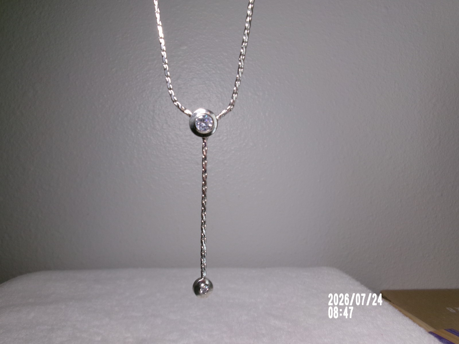 ELIOT DANORI RHODIUM SILVERTONE Y DROP NECKLACE SWAROVSKI CRYSTAL ACCENTS 16.75″