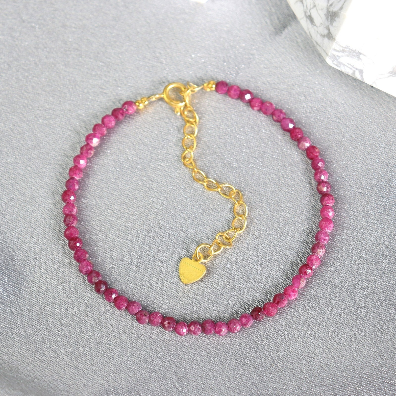 Pink Tourmaline Small Beads Minimalist Dainty Healing Protection Women Bracelet
