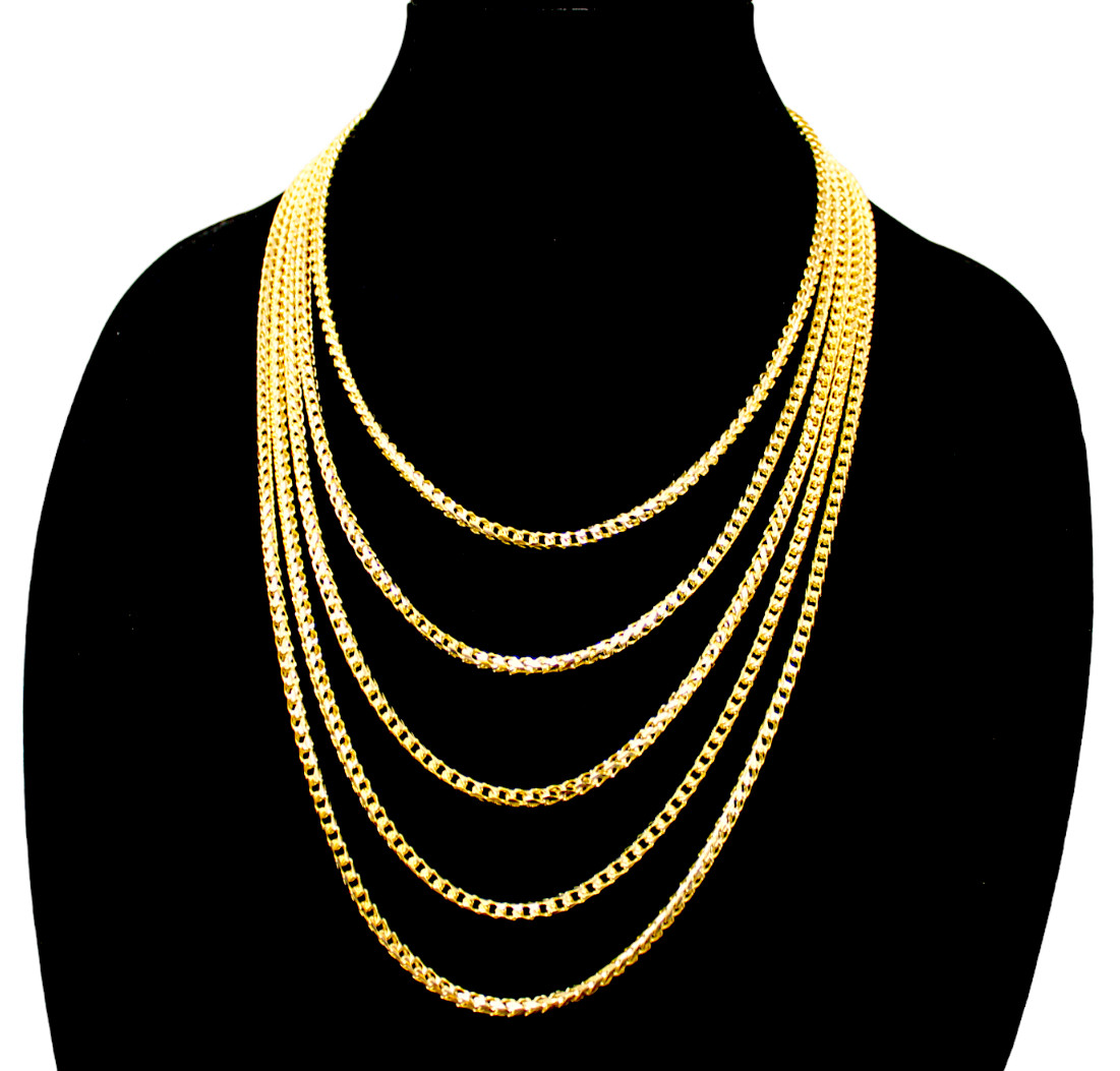 14K Yellow Gold SOLID Franco Round Box Necklace Chain Real Gold 1mm-6mm 16″-30″