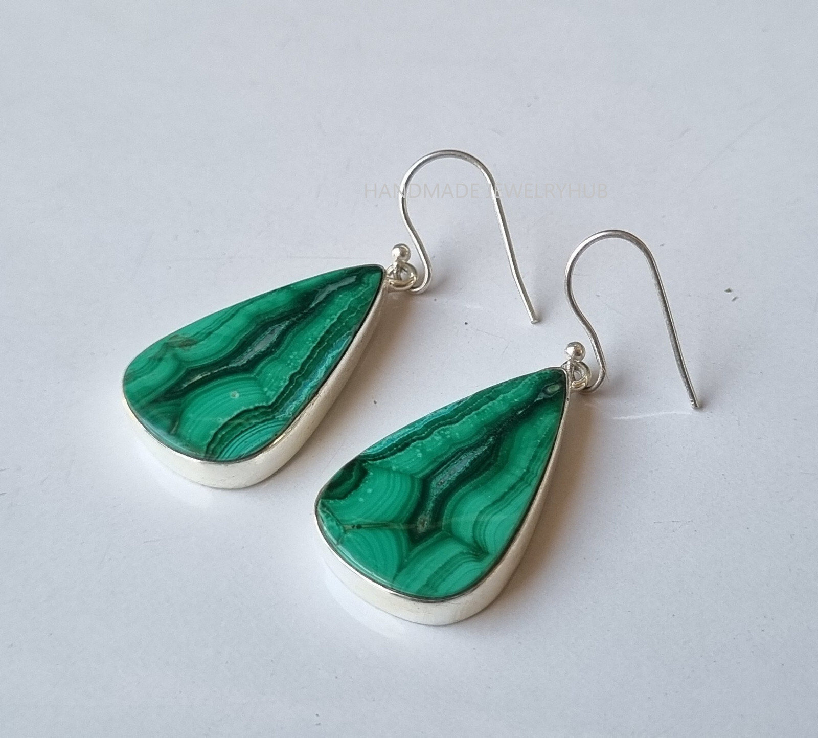 Occational Wear Malachite Earring 925 Sterling Silver Handmade Gift Item PG2342