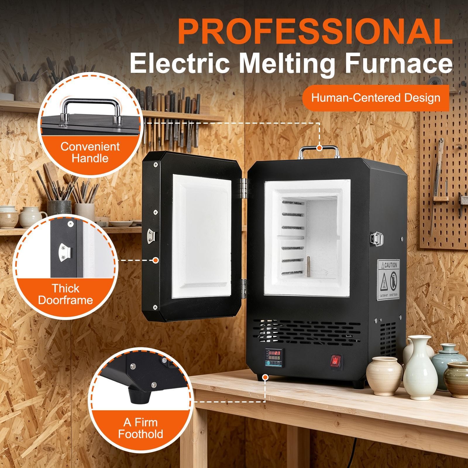 Tabletop Kiln Melter 1500W Electric Melting Furnace for Wax Casting Metal