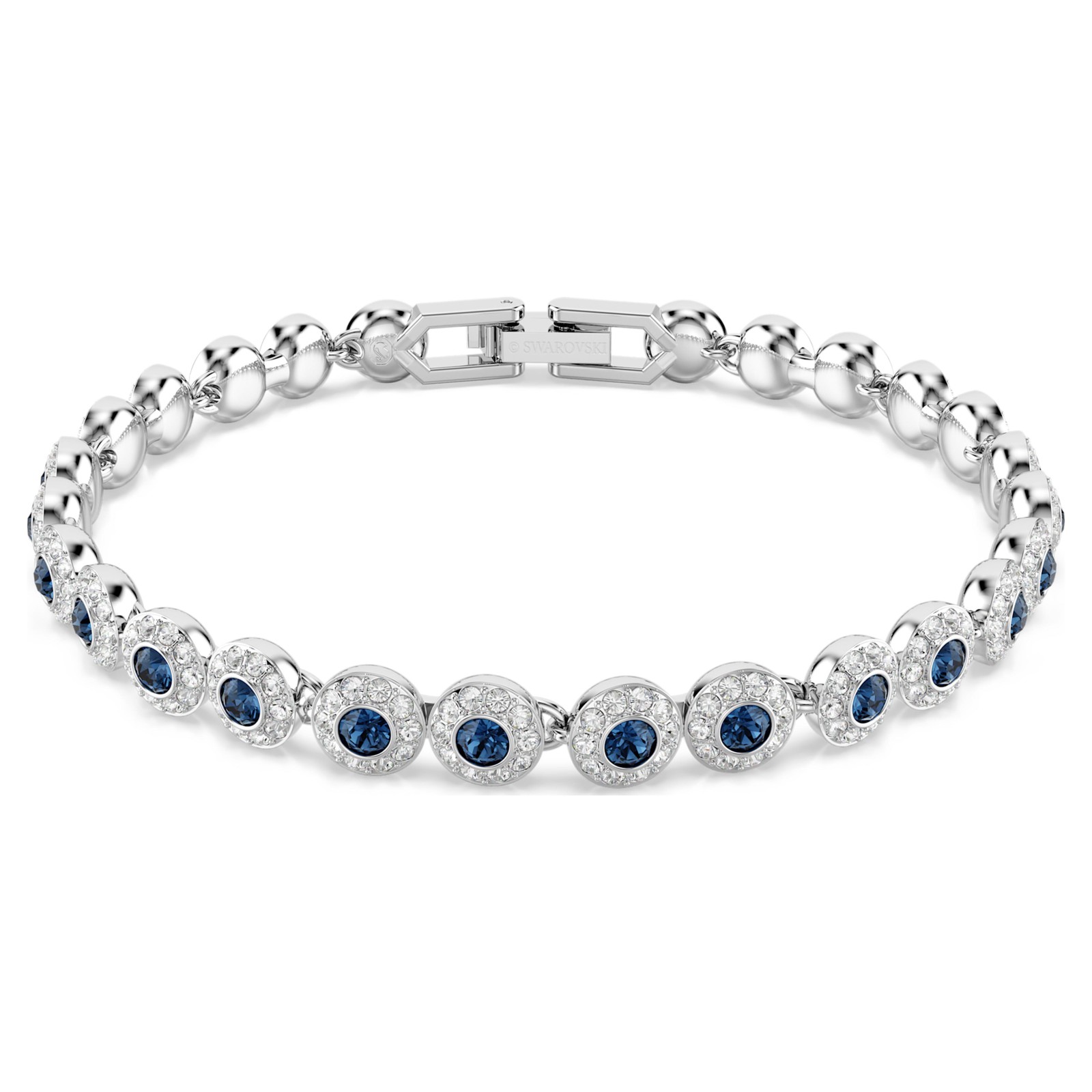 Swarovski Una Angelic Bracelet, Round Cut, Blue, Rhodium Plated 5733401