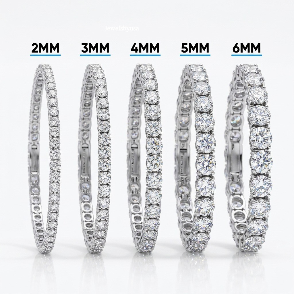 Genuine Moissanite Tennis Bracelet 925 Sterling Silver 2mm 3mm 4mm 5mm 6mm