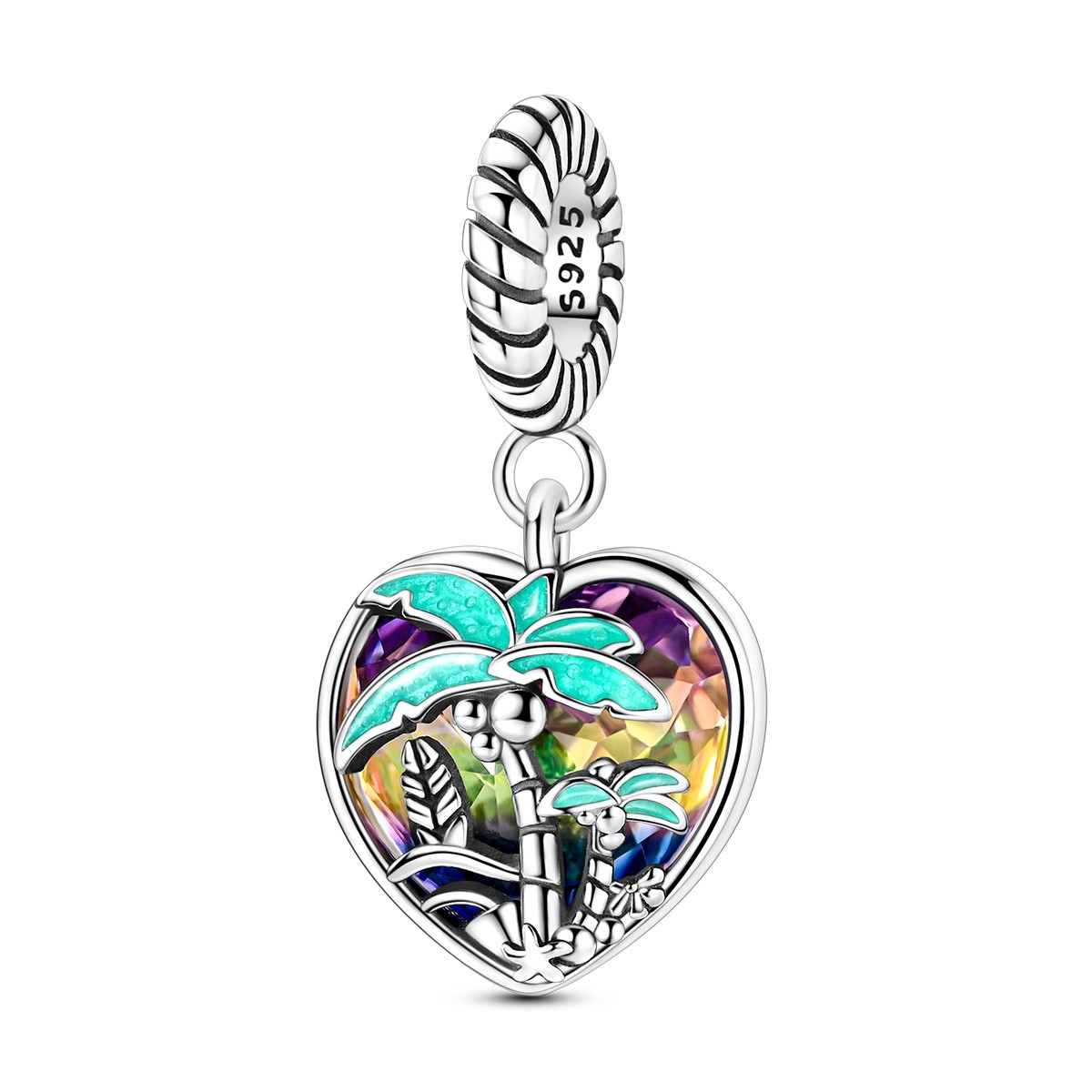 LAZA 925 Sterling Silver DIY Charm AAA CZ Heart Lucky Pendant Fit Women Bracelet