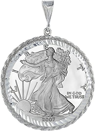 Sterling Silver Silver Eagle Rope Bezel 41 mm Coins 1 oz Dollar Coin NOT Include