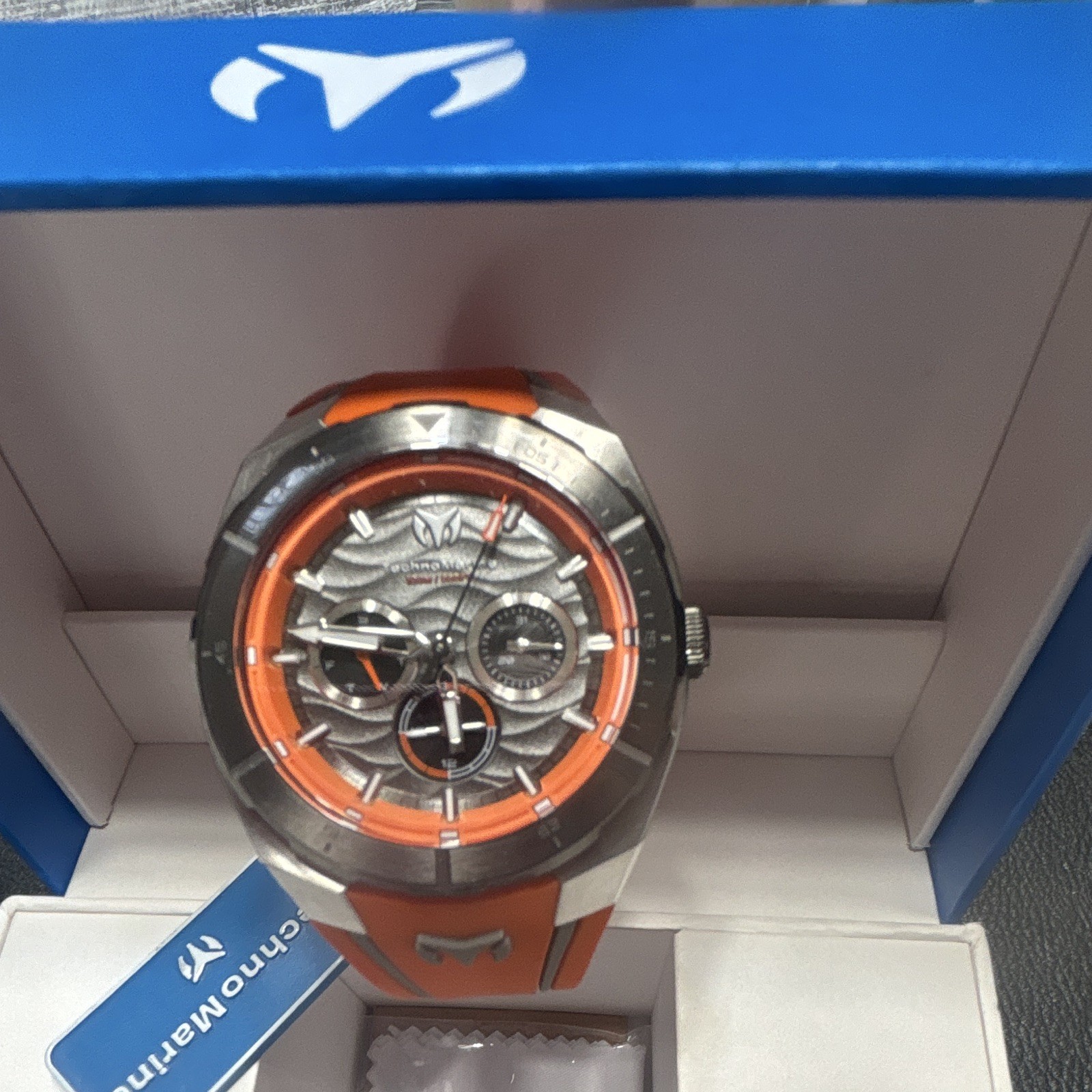 TechnoMarine Sport Chronograph Quartz 46mm Orange Silicone Strap 200m w/ Box