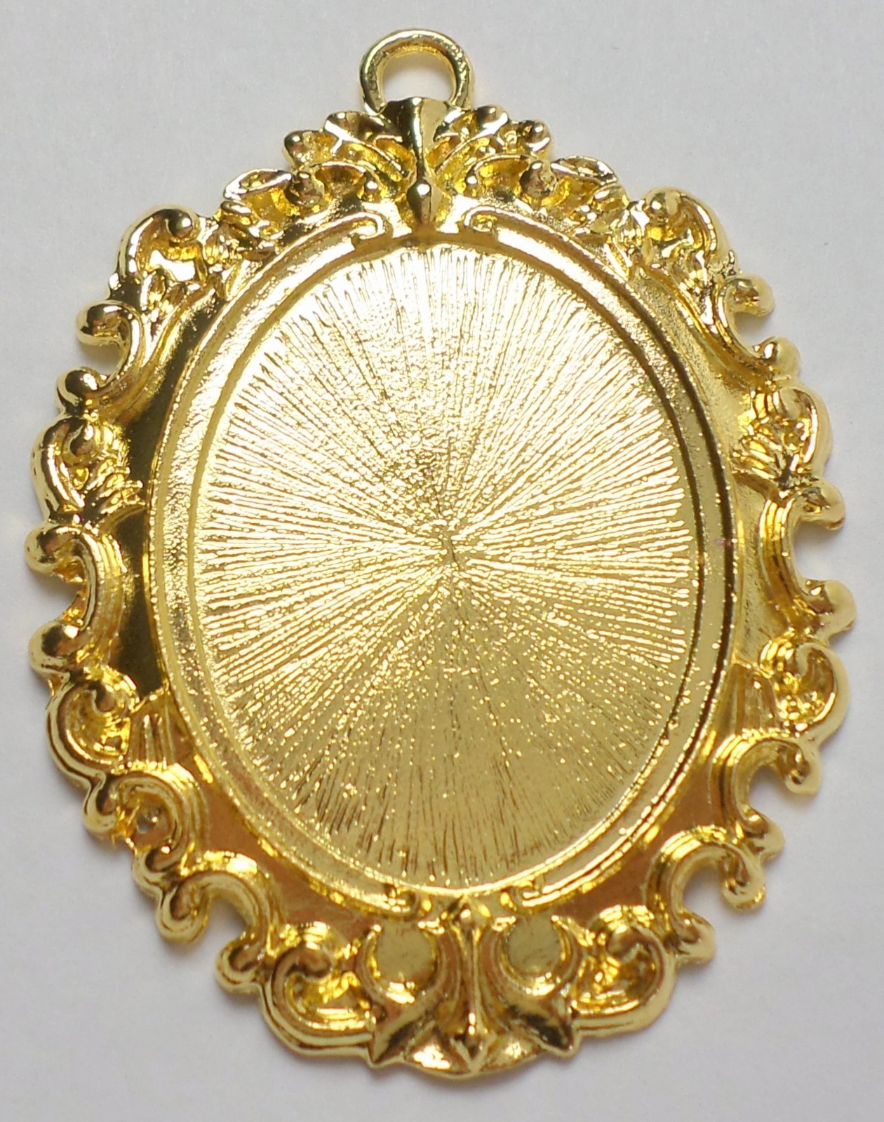 4 of 40x30mm Shiny Gold Victorian Art Deco Open Loops Scroll Pendant Settings