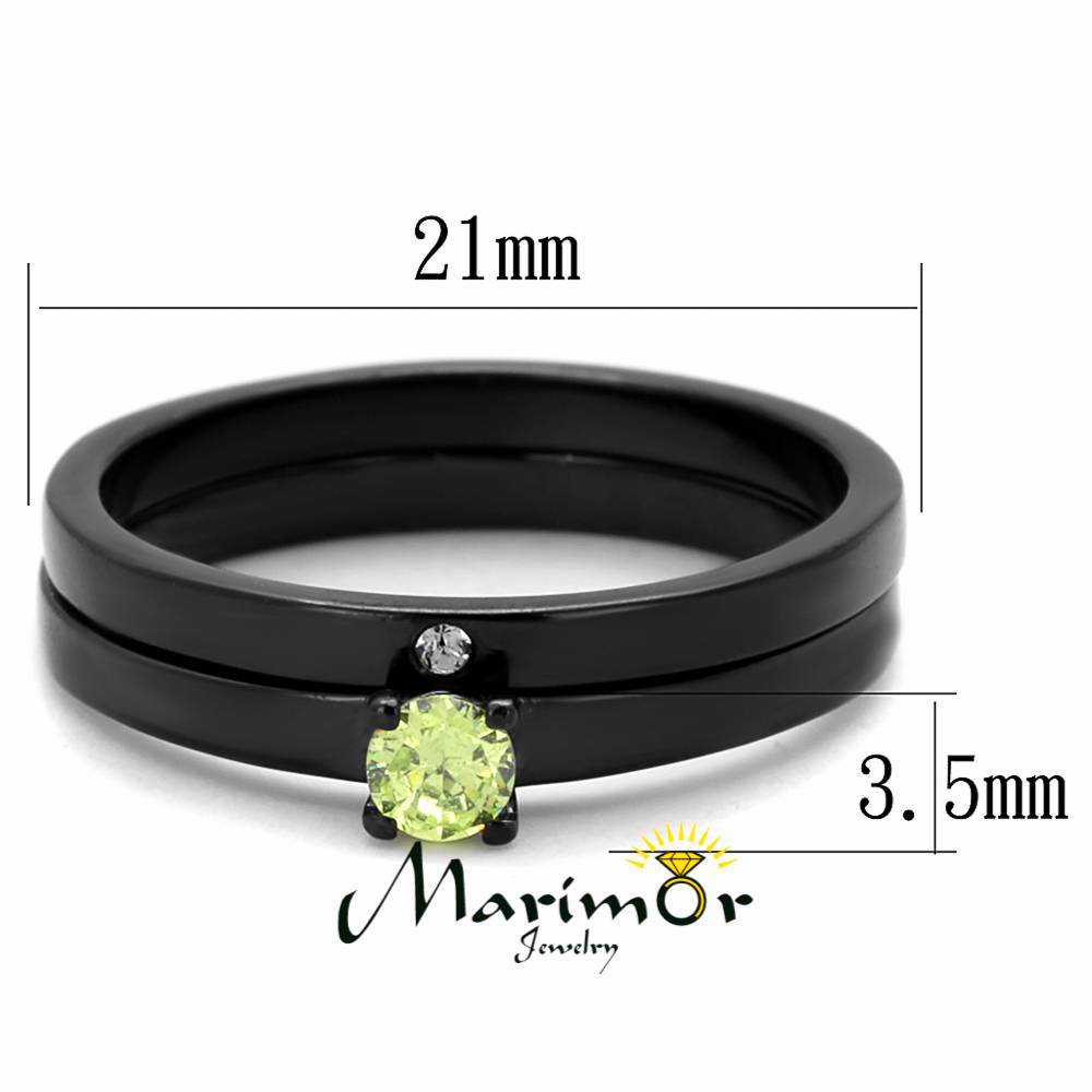 Black Ion Plated Apple Green Cz Stainless Steel Wedding Ring Set Women’s Sz 5-10