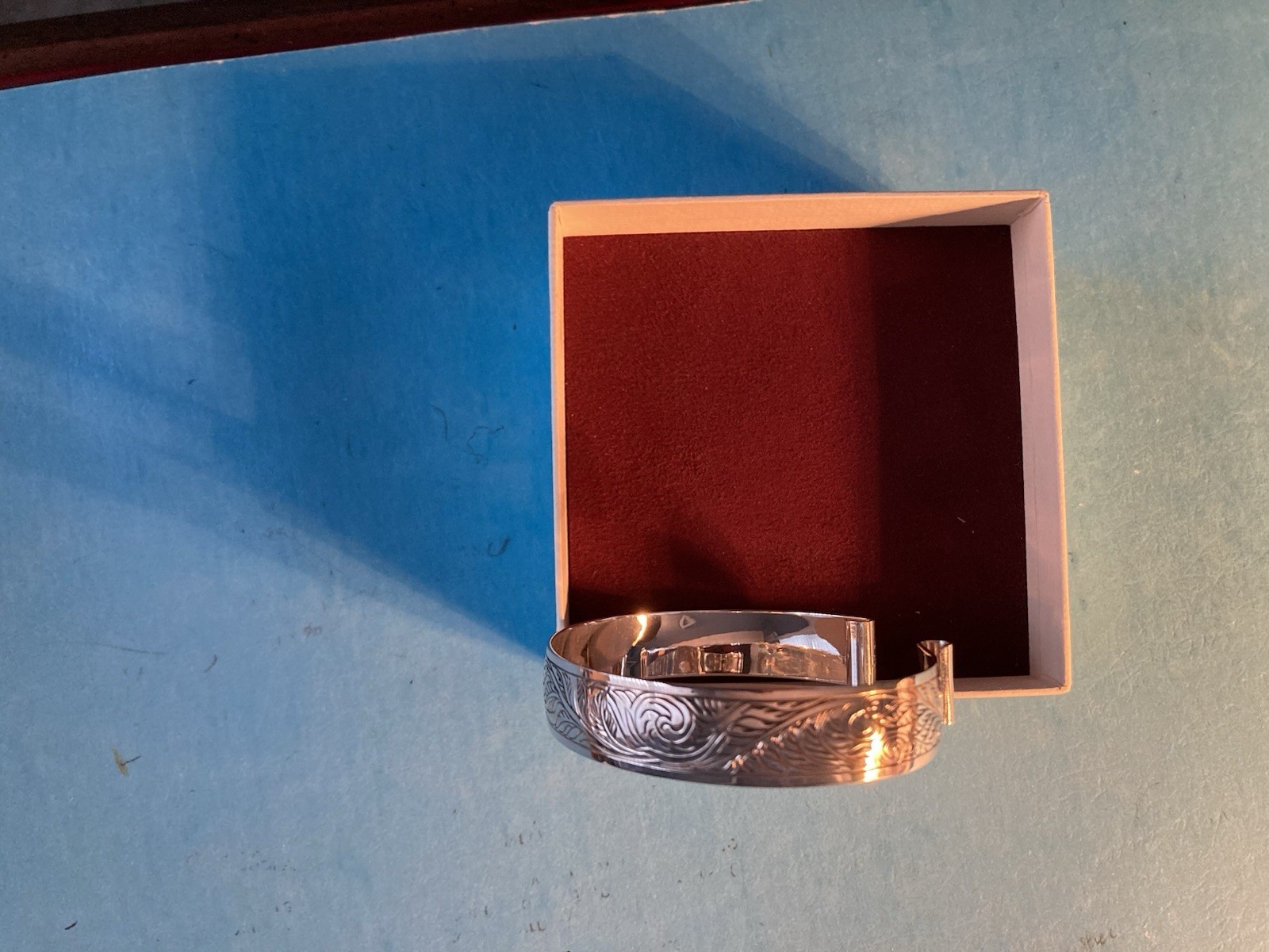 Fiddlehead Bracelet Sterling Silver Hand Engraved Cross Jewelers Portland ME