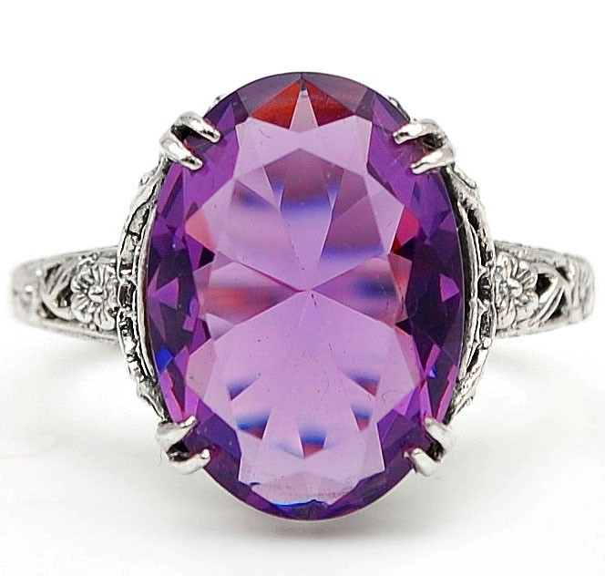 6CT Heat Treated Alexandrite 925 Sterling Silver Edwardian Ring Sz 6,7,8 RE2